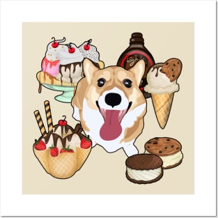 Ice Cream Party Corgi Posters and Art